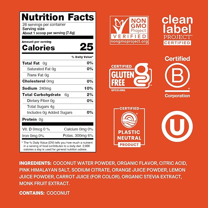 Cure Hydration | Plant-Based Electrolyte Drink Mix | No Added Sugar | Dehydration Relief Powder