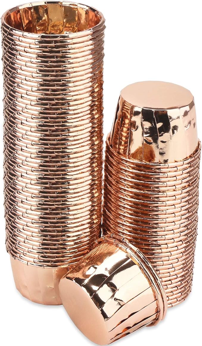 EUSOAR Aluminium Cups for Baking, 100pcs 3.5 oz Disposable Aluminum ramekins, Foil Cupcake Baking