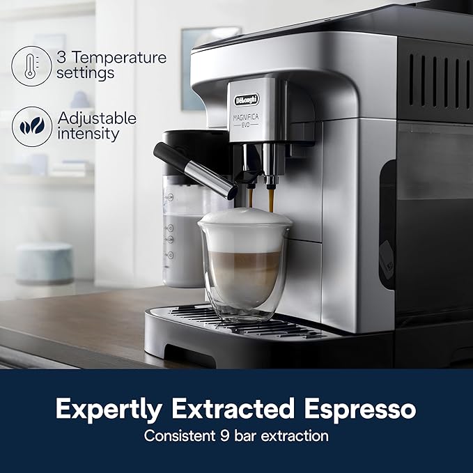 De'Longhi Magnifica Evo Automatic Espresso & Coffee Machine with Auto Milk Frother, Built-in