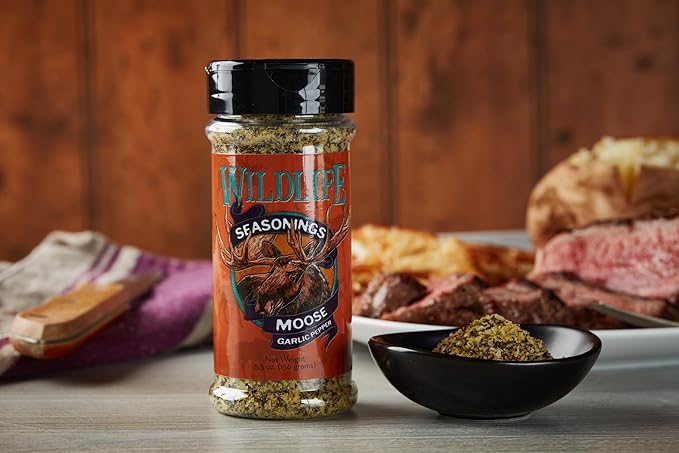 Wildlife Seasonings Moose Garlic Pepper - Versatile Blend Seasoning for Steaks, Poultry