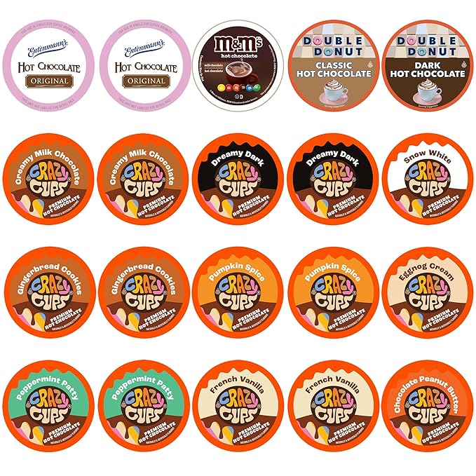 Perfect Samplers Hot Chocolate Pods Variety Pack Sampler, Hot Cocoa Single Serve Cups for Keurig K