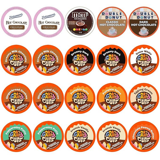 Perfect Samplers Hot Chocolate Pods Variety Pack Sampler, Hot Cocoa Single Serve Cups for Keurig K