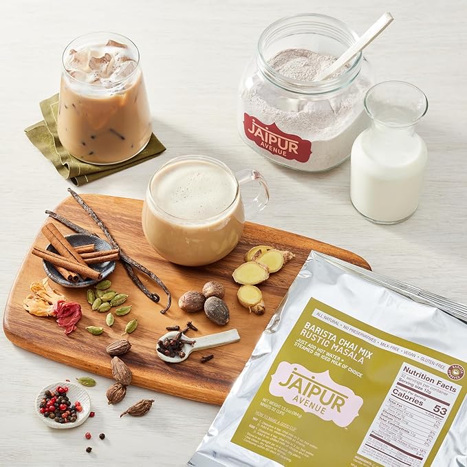Jaipur Avenue Barista Chai Tea Mix - Rustic Masala (without Milk) - Vegan, Preservative-Free