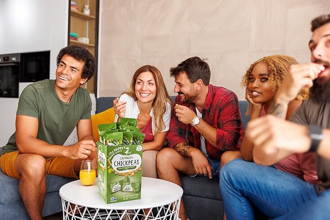 The Happy Snack Company Crunchy Chickpeas Lime & Cracked Pepper 24 x 1 oz. 5g Plant Based Protein &