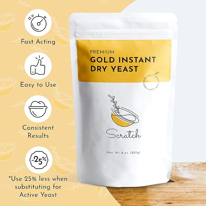 Scratch Gold Yeast - Instant Dry Yeast for a Rapid Rise - Add Straight to Dry Mix - Perfect for