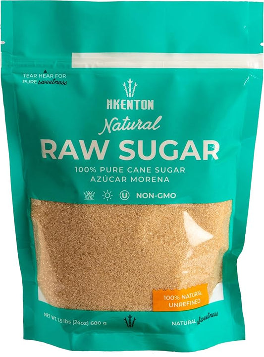 Akenton Natural Raw Cane Sugar, 1.5 Pound Resealable Bag | 100% Natural, Unprocessed, Unbleached