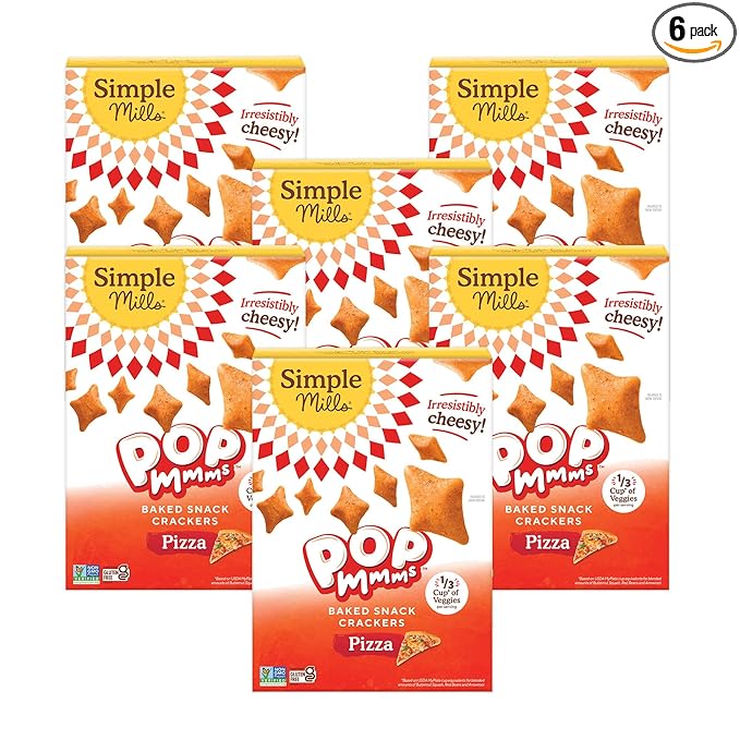 Simple Mills Pop Mmms Baked Snack Crackers, Pizza, Nothing Artificial, Kosher, Gluten Free &