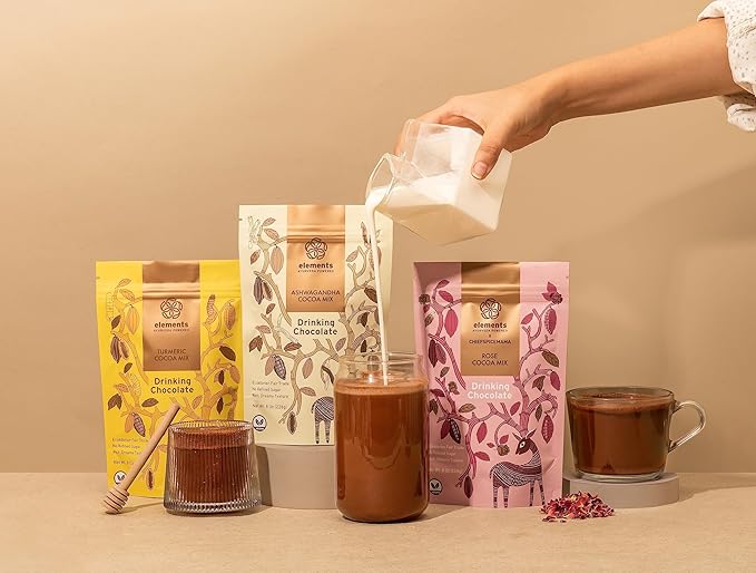 Elements Truffles Rose Essential Oil Hot Chocolate - Heavy Metal Tested- All-Natural, Handmade Hot