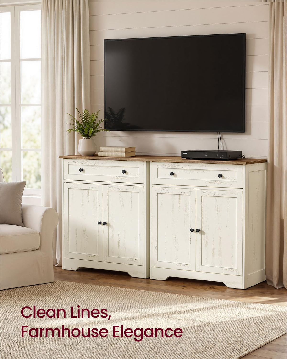 VASAGLE Siren Collection - Buffet Cabinet, Farmhouse Coffee Bar Cabinet with Drawer,Adjustable