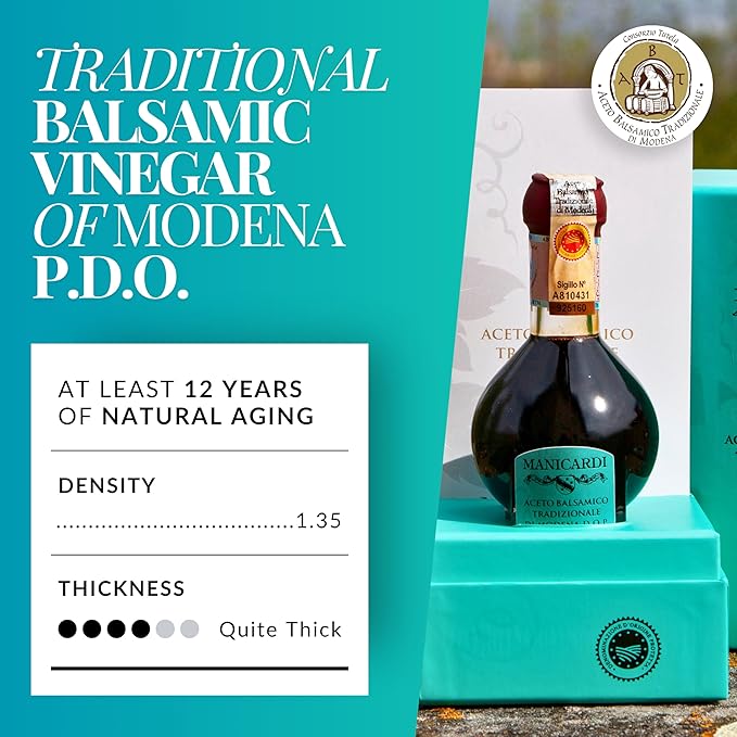 MANICARDI Traditional Balsamic Vinegar of Modena PDO Affinato Aged 12 Years - Aged Italian Vinegar
