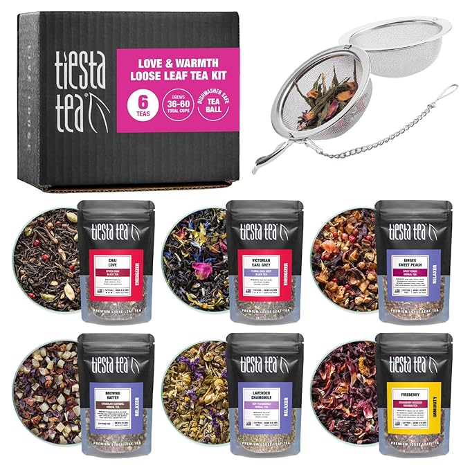 Tiesta Tea - Love & Warmth Loose Leaf Tea Gift Set, Loose Leaf, 6-Flavor Premium Variety Pack with
