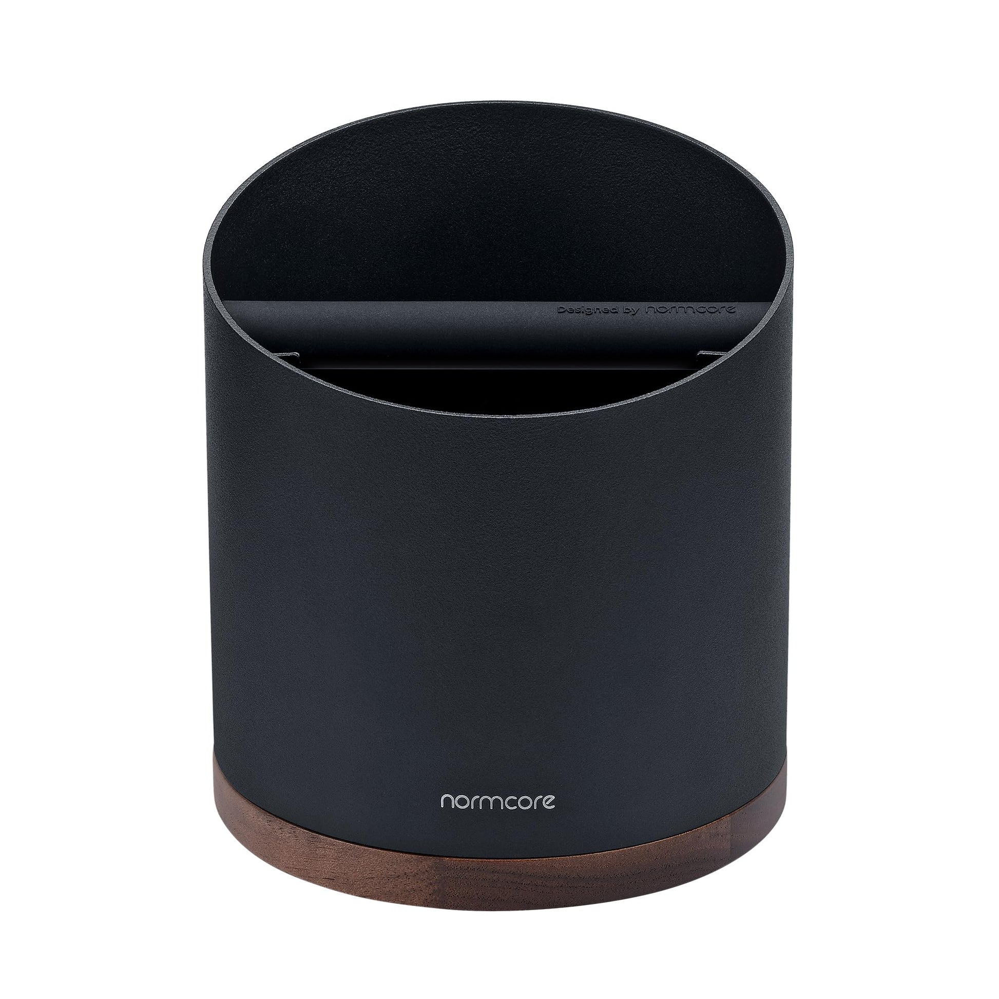Normcore Espresso Knock Box, 1L Capacity Holds 20-25 Espresso Pucks, Stainless Steel with Walnut