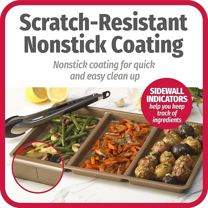 GoodCook 11” x 17” Non-Stick Divided Sheet Pan – 3-in-1 Textured Cooking Pan, Baking Dish