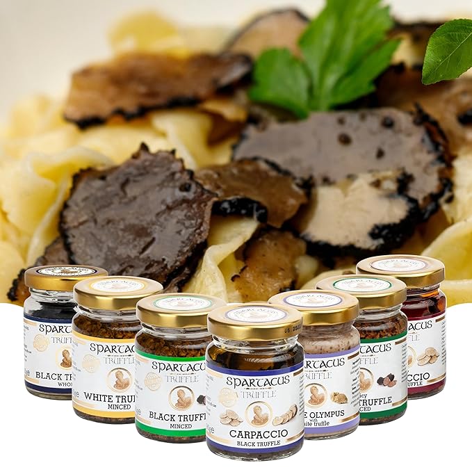 Spartacus Black Truffles Preserved in Extra Virgin Olive Oil - Perfect Gourmet Seasoning for Pizza