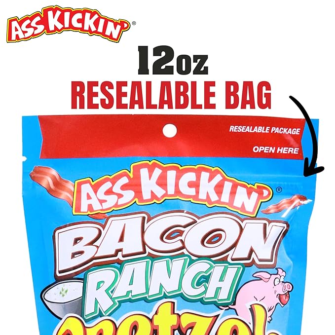 ASS KICKIN??Pretzels 12 Ounce Size Flavor Pack Seasoned Pretzel Twists (12oz, Bacon)