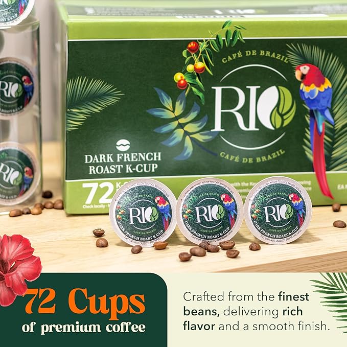 Rio Cafe de Brazil Kcup Coffee Pods - 72 Count, Dark Roast Coffee with Dark Chocolate and Roasted