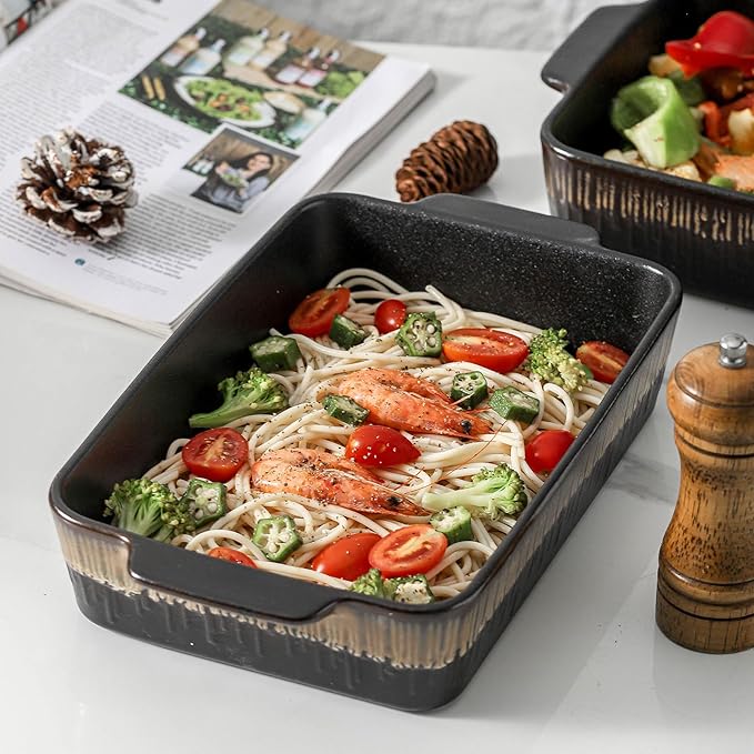 KOOV Bakeware Set, Ceramic Baking Dish, Rectangular Baking Pans Set, Casserole Dish for Cooking
