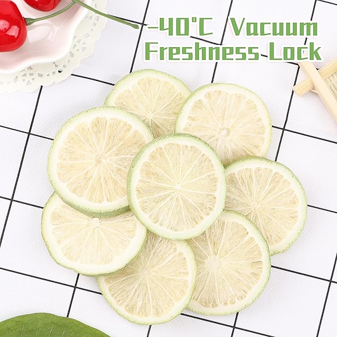 Haomly Freeze-dried Seedless Lime Slices,2.8oz(80g),Dehydrated Limes for Cocktails,Tea, Snacking