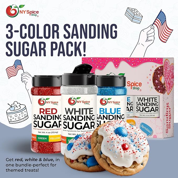 NY Spice Shop White Sanding Sugar - 4 Ounce Sweet Colorful Edible Sprinkles For Candy Dish - Sugar
