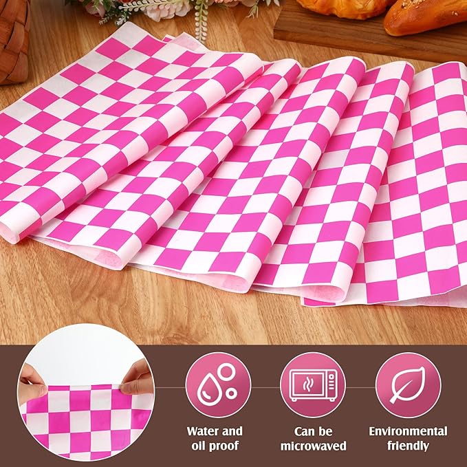 Honeydak 600 Pcs Sandwich Wrapping Paper Sheet 15x15 Checkered Food Wax Sheets Parchment Burgers