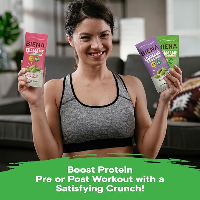Biena Crispy Roasted Edamame Beans Snack ??High Protein Low Carb Snack for Adults & Kids, 12g-13g