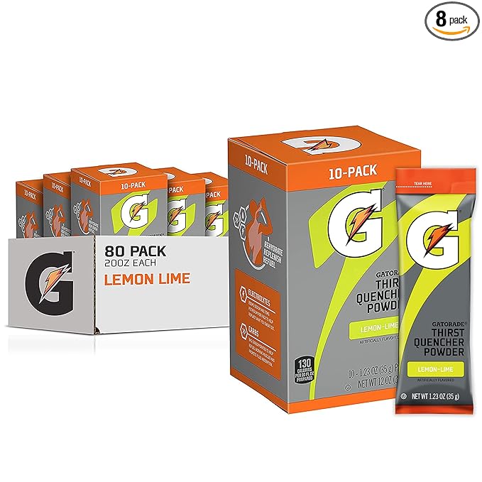 Gatorade Thirst Quencher Powder, Lemon Lime, 12 Oz, 10 count (pack of 8)