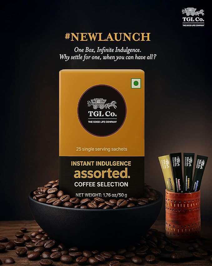 TGL Co. Assorted Instant Coffee Sticks – 25 Sachets | 5 Varieties (Flavored & Classic) |
