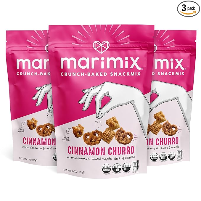 Marimix Snack Mix | Cinnamon Churro 3 Pack | Crunch Baked Sweet & Salty Savory Plant Based
