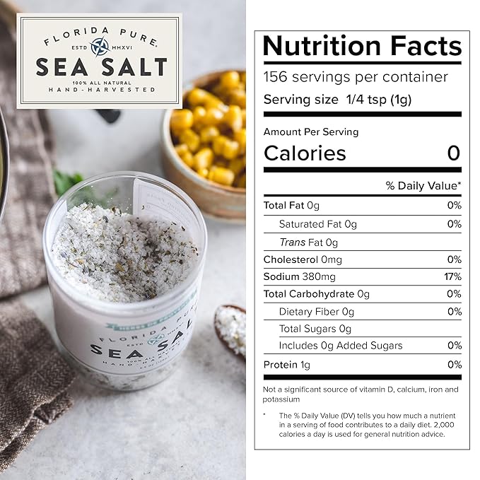 FLORIDA PURE Herbs de Provence Sea Salt - 80+ Mineral Sea Salt, Natural, Unrefined, Non Iodized
