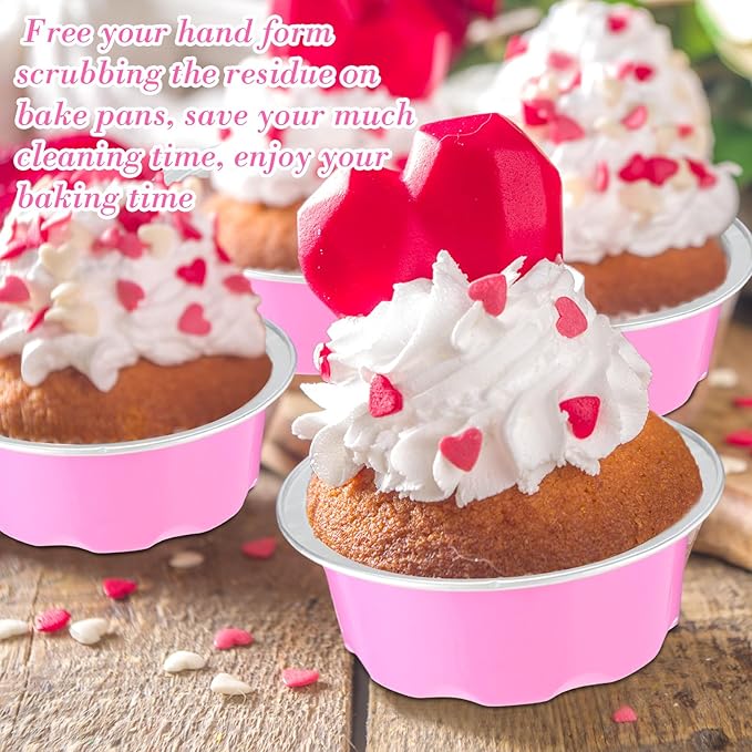 Eaasty 150 Pcs Baking Cups with Lids, 1.6 oz Muffin Cupcake Liners Aluminum Foil Mini Cake Pans