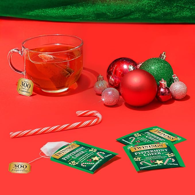 Twinings Peppermint Cheer Herbal Tea Individually Wrapped Bags, 20 Count (Pack of 6), Naturally