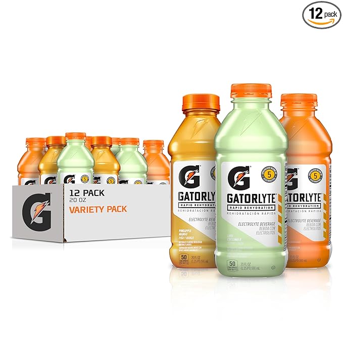 Gatorlyte Rapid Rehydration Electrolyte Drink, 3 Flavor Variety Pack, Specialized Blend of 5