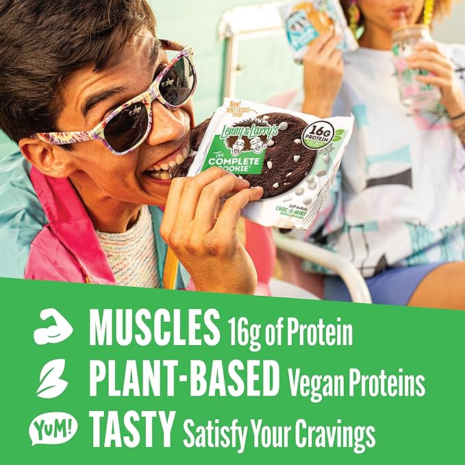 Lenny & Larry's The Complete Cookie, Choc-O-Mint, Soft Baked, 16g Plant Protein, Vegan, Non-GMO, 4