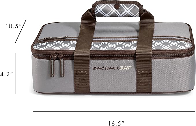 Rachael Ray Lasagna Lugger, Thermal Insulated Casserole Carrier for Hot or Cold Food, Lugger Tote