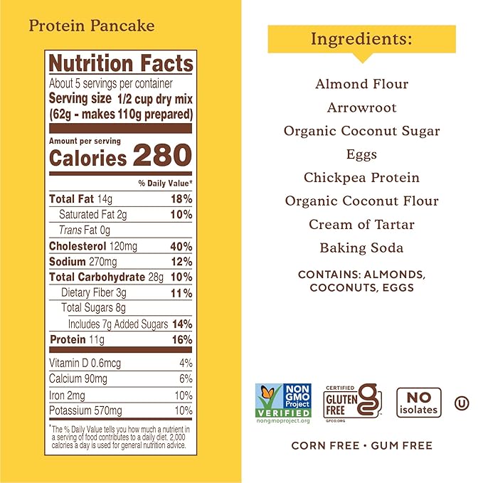 Simple Mills Just Add Water Almond Flour Pancake Mix, Original Protein - Gluten Free, Plant Based