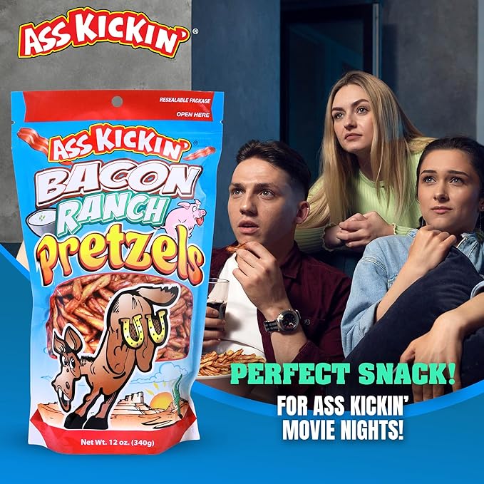 ASS KICKIN??Pretzels 12 Ounce Size Flavor Pack Seasoned Pretzel Twists (12oz, Bacon)