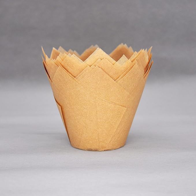 Extra Large Jumbo Muffin Greaseproof paper Baking cupcake cups, 2-1/4" x 3-3/4" Natural Tulip