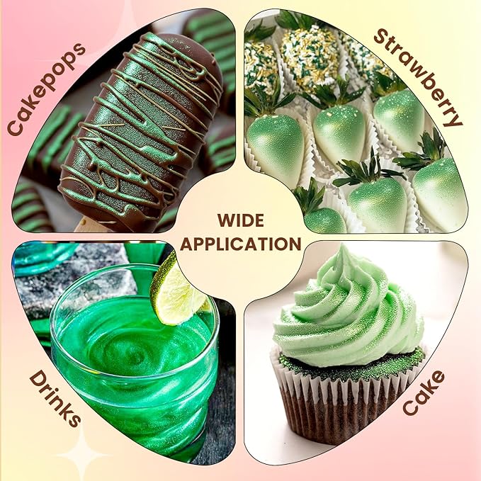 Green Edible Glitter Spray, 5g Food Grade, Edible Green Glitter for Drinks, Cake Decorating
