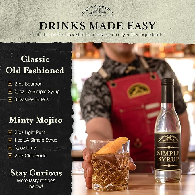Liquid Alchemist Simple Syrup for Cocktails - Real Ingredients Make our Simple Sugar Syrup the