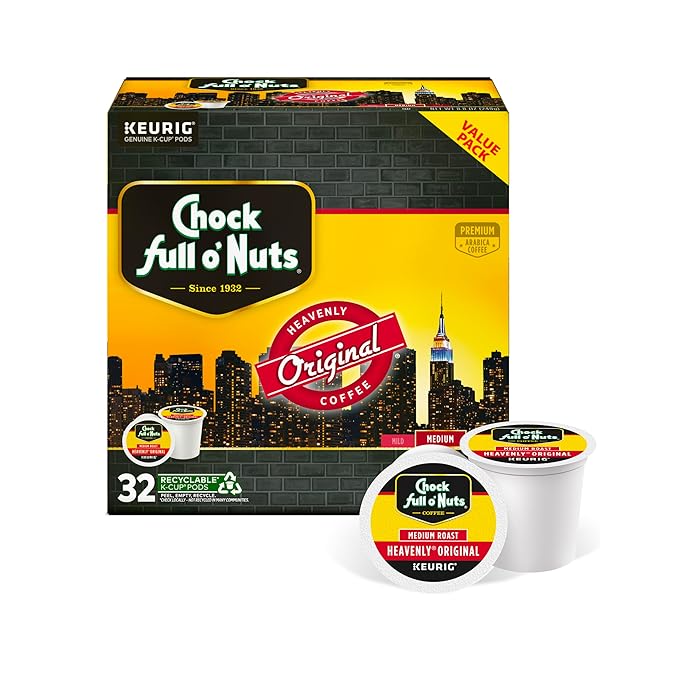 Chock full o’Nuts Heavenly Original Keurig K-Cup Pods for Keurig Brewers – Premium Arabica, Medium