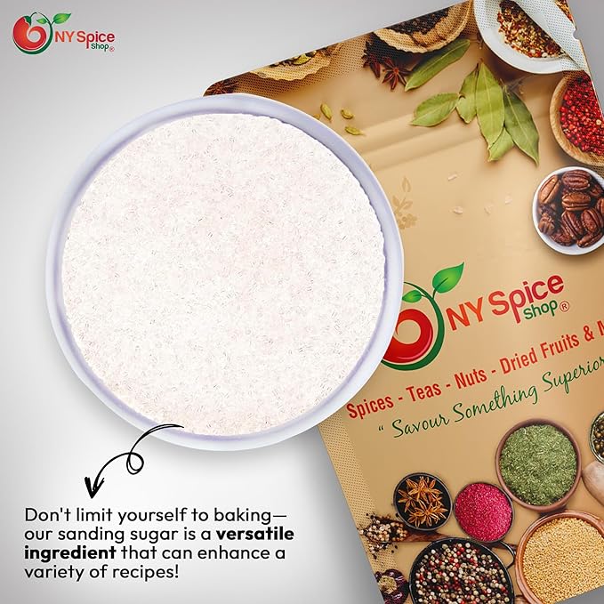 NY Spice Shop White Sanding Sugar - 1 Pound Sweet Colorful Edible Sprinkles For Candy Dish - Sugar