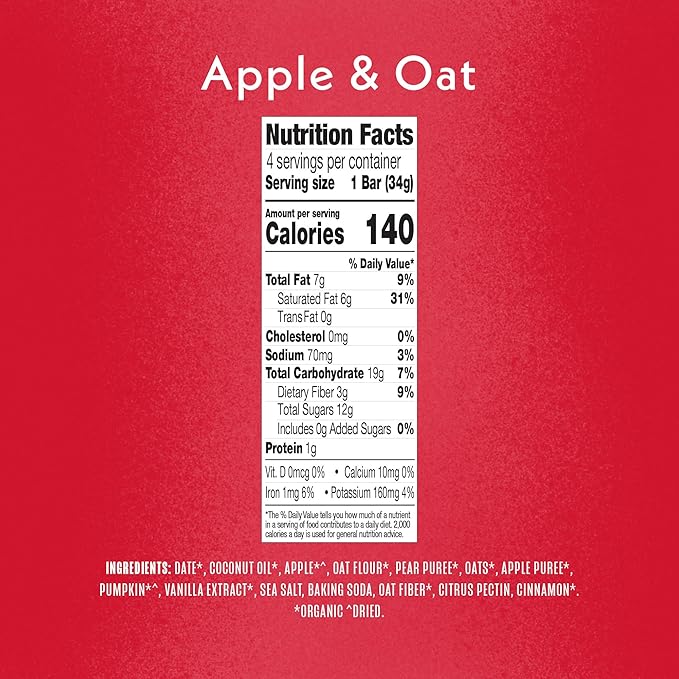 Once Upon A Farm Soft-Baked Bars, Apple & Oat, Kosher, USDA Certified Organic, Non-GMO, 4 Count