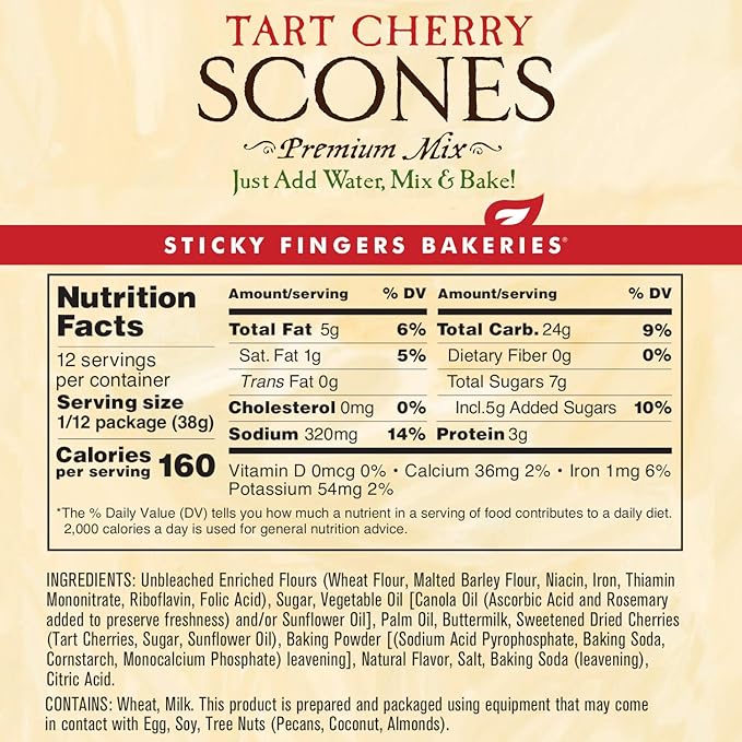 English Scone Mix, Tart Cherries by Sticky Fingers Bakeries ??Easy to Make English Scones Fresh