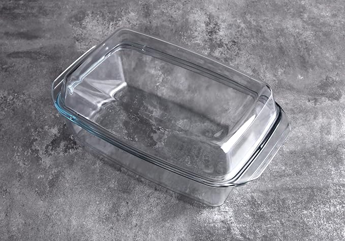 Rectangular Tempered Glass Casserole Dish with Glass Cover - Oven, Freezer and Dishwasher Safe - 3