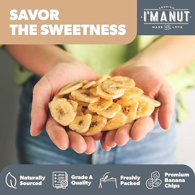 Premium Dried Banana Chips 64oz | Non-GMO, Batch Tested Gluten & Peanut Free | Ethically Sourced