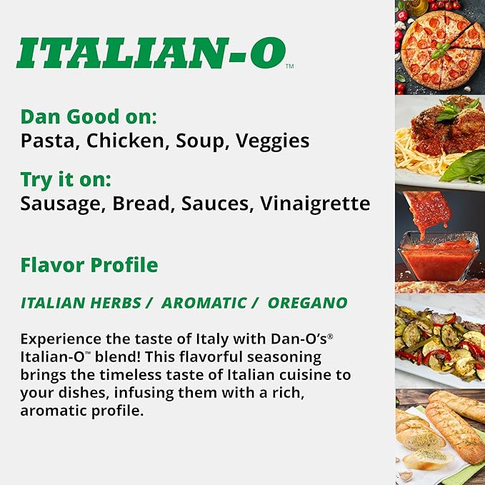 Dan-O's Italian-O Seasoning, 1.7 oz Bottle, 2 Pack, Italian Seasoning for Pasta, Pizza, Salad