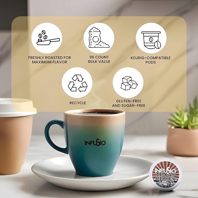 InfuSio Flavored Coffee Pods Variety Pack – 96 Count, 12 Gourmet Medium Roast Dessert-Inspired