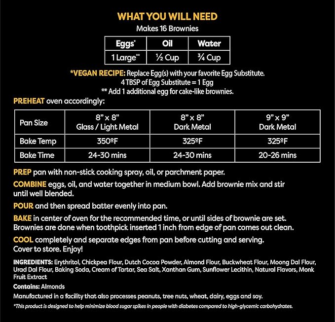 TruEats Brownie Mix: Diabetic Friendly, Protein & Fiber Rich, Low Glycemic & Gluten Free, No Sugar