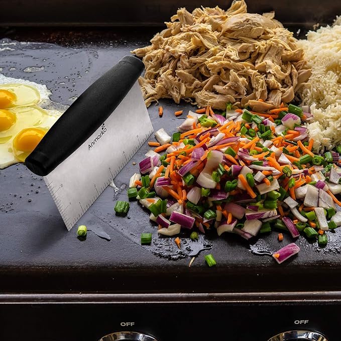 Anmarko Metal Spatula Stainless Steel Scraper - Professional Chef Griddle Spatulas Set of 3 - Heavy