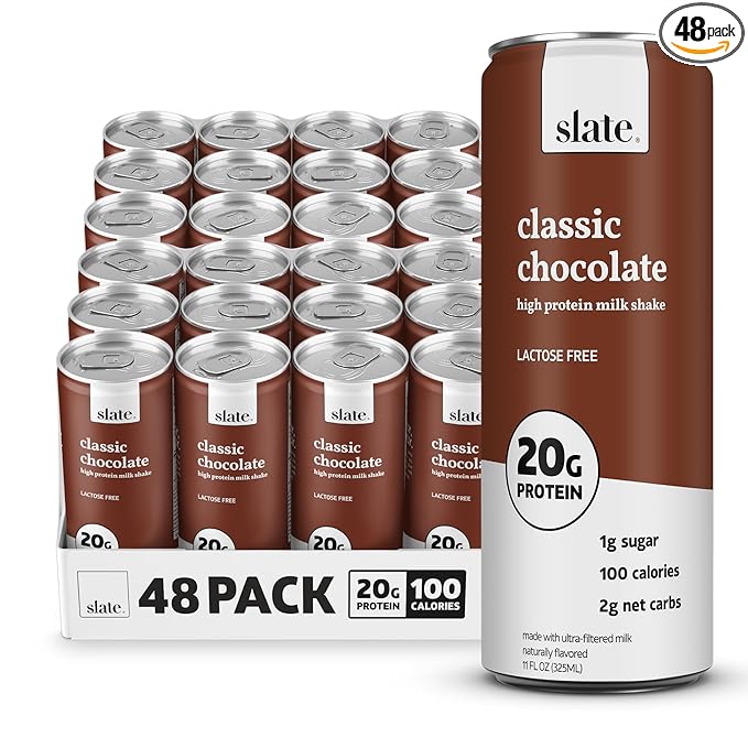 Slate Milk - High Protein Milk Shake - Classic Chocolate - Lactose Free, 20g Protein, 1g Sugar, 100